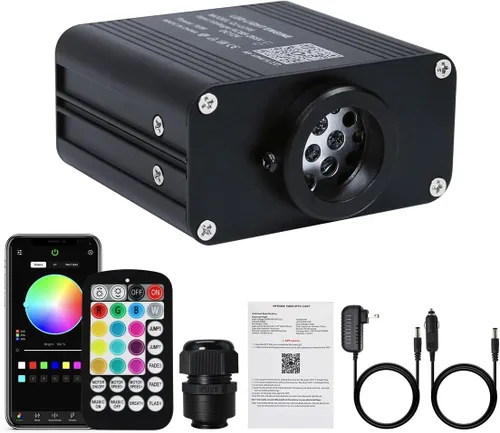 Miniatura 9 de AKEPO 4 Color 36W RGBW Luz de Fibra Óptica Parpadeante Solo Fuente de Luz, 4 Puertos RGBW Parpadeante + Activado por Música + Control a través