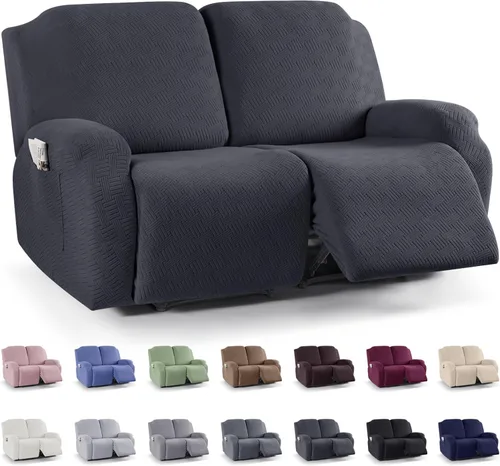 Miniatura 8 de KinCam Fundas para sillón reclinable, fundas elásticas para sillas reclinables, fundas para sofá reclinable de jacquard a rayas, protectores