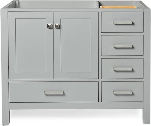 Miniatura 20 de ARIEL Cambridge - Mueble base de tocador de baño de 36 pulgadas, madera maciza, 2 puertas de cierre suave, 5 cajones de cola de milano