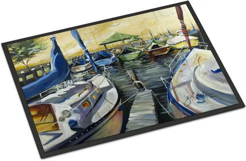 Miniatura 276 de Caroline's Treasures JMK1017JMAT - Tapete de caza de rana garza azul, 24 x 36 pulgadas, tapete para puerta delantera, interior y exterior