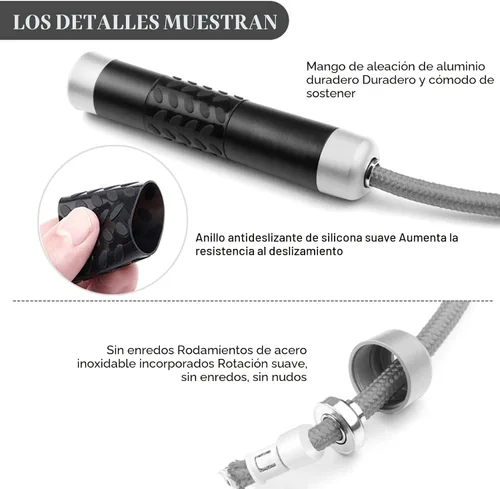Miniatura 3 de Redify Cuerda de saltar con peso para entrenamiento físico (1 libra), rodamiento de bolas sin enredos, cuerda de saltar de velocidad rápida para Gris