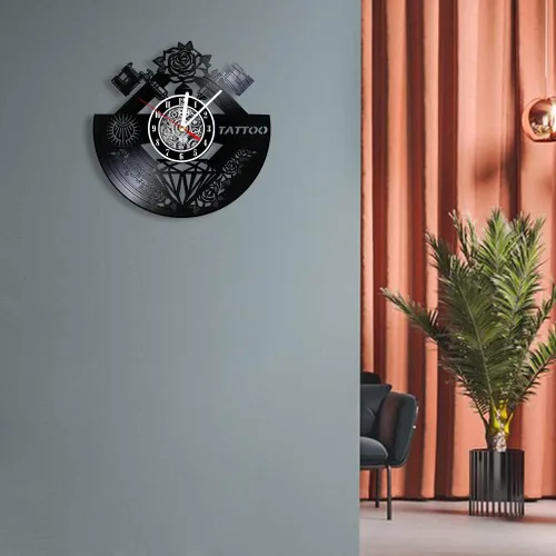 Miniatura 7 de The Geeky Days Reloj de pared con disco de vinilo silencioso con nombre personalizado, máquina de tatuaje de cuarzo con pilas, 12 pulgadas, LP