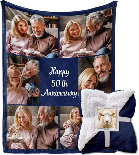 Miniatura 13 de MeMoShe Manta personalizada de felpa con foto para regalo de cumpleaños para novio o novia 40x50 pulgadas, manta personalizada con imagen, regalos