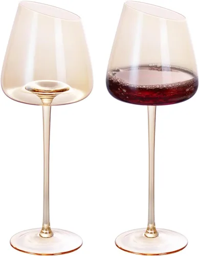 Miniatura 7 de KAMMAK Juego de 2 copas de vino de 11.49 onzas, de cristal soplado a mano, borde fino y tallo largo, perfectas para rojo y blanco, uso diario