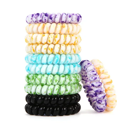 Miniatura 10 de Lazos para el cabello en espiral sin arrugas, coloridos lazos para el cabello sin rastro, lazos elásticos para el cabello, lazos para el cabello