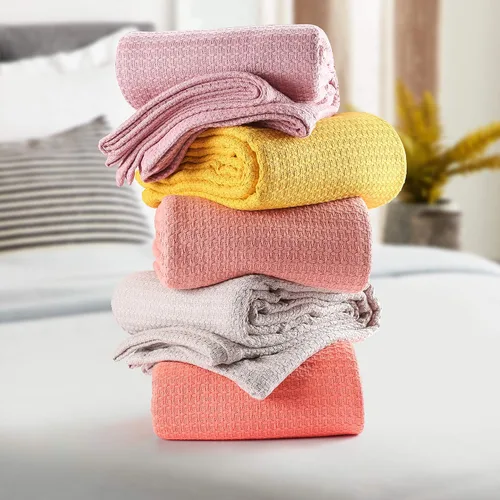 Miniatura 6 de Belizzi Home - Manta para cama 100% algodón, transpirable, tamaño individual, cobija térmica de algodón, perfecta para cubrir cualquier cama en Rosa
