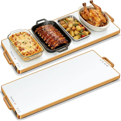 Miniatura 14 de Bandeja de calentamiento eléctrica, L, 22 x 14 pulgadas, alfombrilla de calentamiento de vidrio templado para alimentos, color negro Keep Food