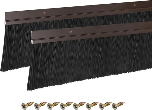 Miniatura 27 de uxcell 2 piezas cepillo de puerta barrido inferior forma H base de aleación de aluminio con cepillo de nailon de 0.4 pulgadas para hogar, industrial