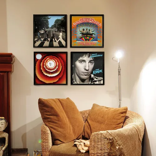 Miniatura 5 de ONE WALL Marco de disco de vinilo de 12 x 12 pulgadas para álbum de reproducción y exhibición, marco de madera maciza con apertura frontal