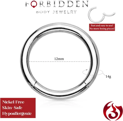 Miniatura 15 de Forbidden Body Jewelry - Piercing para la nariz de acero quirúrgico 316L con bisagra, 14G, 16G, 18G, diámetro de 15/64, 5/16, 25/64, 15/32 pulgadas