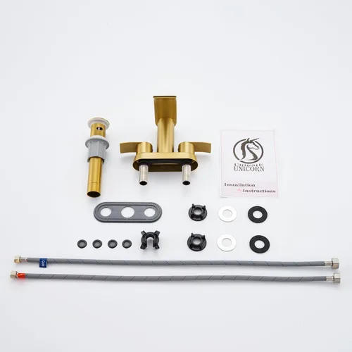 Miniatura 7 de Ultimate Unicorn Grifo de Baño para Lavabo Dorado Cepillado, Grifo de Lavabo de Baño de 4 Pulgadas para 3 o 2 Agujeros, Grifos de Cascada de 2 Oro