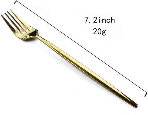 Miniatura 2 de Tenedores de postre real de oro pulido con espejo, tenedores medianos para ensalada, diseño ligero, juego de cubiertos de acero inoxidable para 6