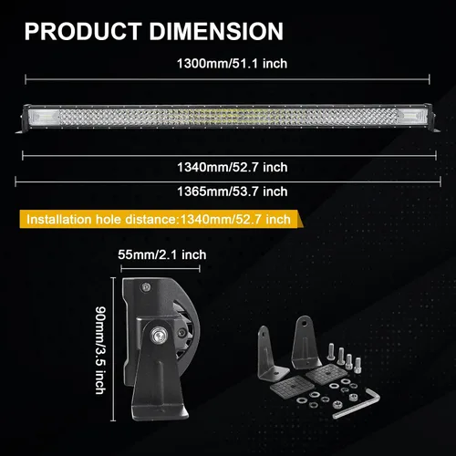 Miniatura 2 de SKYWORLD Barra de luz de 52 pulgadas, 67500 lm, haz combinado de inundación recta, haz combinado de luces LED para automóvil, lámpara antiniebla