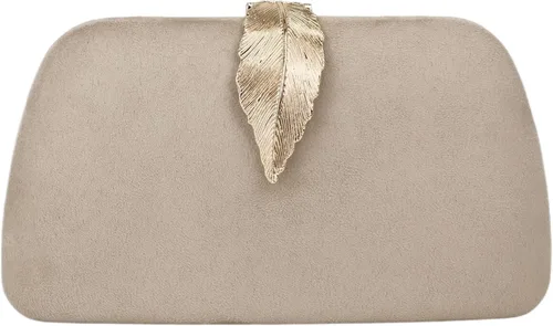 Milisente Bolso de mano para mujer, de ante suave y sólido, bolso de mano de noche, bolso de hombro con cierre de hojas metálicas