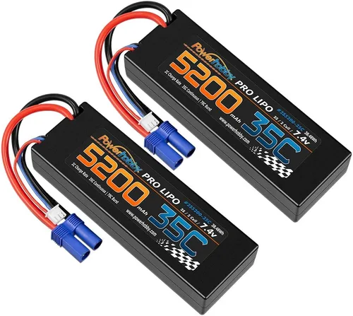 Miniatura 3 de Powerhobby - Batería Lipo de 2 celdas de 2 celdas, 7.4 V, 5200 mAh, 35c, con enchufe EC5, 2 celdas (paquete de 2)