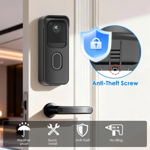 Miniatura 5 de Soporte de puerta sin taladro para timbre de video Blink (2.ª generación 2025), accesorios de soporte de montaje adhesivo para sistema de seguridad