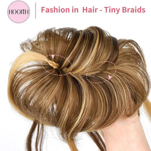 Miniatura 3 de HOOJIH - Extensiones de cabello superlargas estilo rodete alborotado, cabello recogido, pelo ondulado, cola de caballo con banda elástica