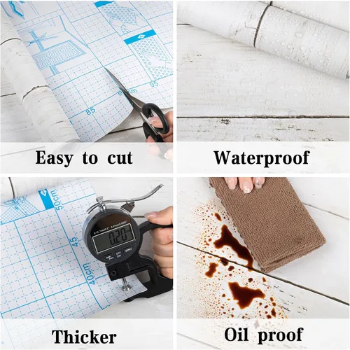 Miniatura 2 de practicalWs Papel tapiz de madera Shiplap para despegar y pegar, papel de contacto de madera blanca y gris para armarios y cajones, papel de pared