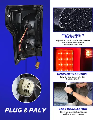 Miniatura 7 de AUTOONE Conjunto de luces traseras LED, carcasa negra, lente ahumada, reemplazo de lámparas traseras para Ford F150 F-150, lado del conductor