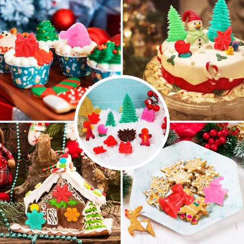 Miniatura 6 de Moldes de silicona para fondant de Navidad, lindo árbol de Navidad, Papá Noel, oso amoroso, alce, muñeco de nieve, invierno, congelado, fiesta