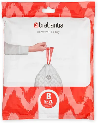 Miniatura 11 de Bolsas de basura Brabantia PerfectFit (Tamaño M/16 Gal) Bolsas gruesas de plástico para caneca de basura con asas de cordón (40 bolsas)