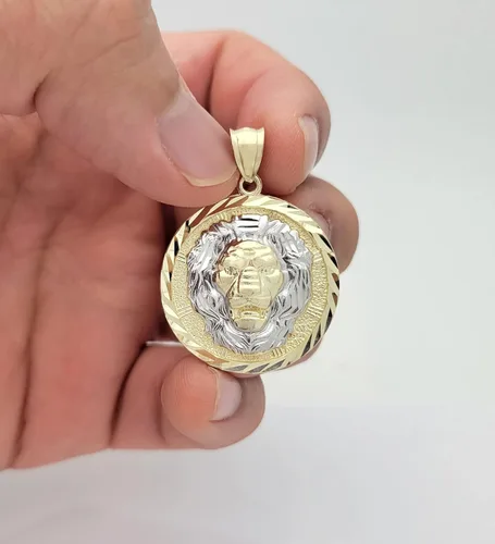 Miniatura 5 de Colgante de cabeza de león de oro amarillo de 10 quilates, Oro