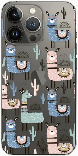 Miniatura 2 de Blingy's Funda para iPhone 13 Pro Max (6.7 pulgadas), bonito estilo de llama con patrón de cactus, diseño divertido de alpaca, funda protectora