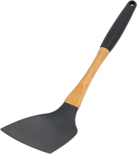 Miniatura 17 de Beille 5 utensilios de cocina de madera de nailon gris oscuro con cucharas de cocina, cucharón de sopa, cuchara espumadera y espátula, 13 pulgadas