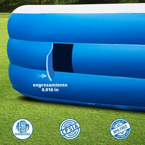 Miniatura 5 de Piscina inflable con luces de piscina, 130 x 72 x 22 pulgadas, piscina familiar inflable grande de tamaño completo, fiesta acuática de verano, al
