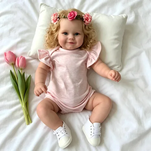 iCradle Lovely Real Look Reborn Baby Doll Girl - Muñeca de silicona de 20 pulgadas con pelo rubio arraigado, juguete realista para niños pequeños a