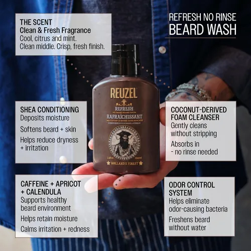 Miniatura 5 de Reuzel Refresh - Lavado de barba sin enjuague, para hombre, 6.8 fl oz