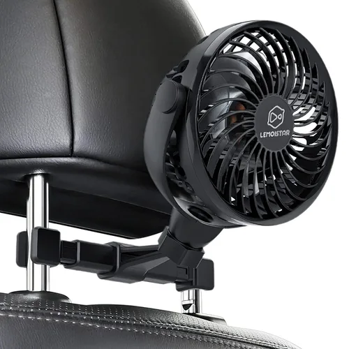 Ventiladores portátiles retráctiles para automóvil con 4 velocidades para reposacabezas y asiento trasero, ventilador de aire de vehículo de