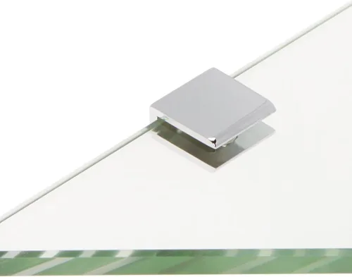 Miniatura 2 de Spancraft Glass SQ6TR-CR - Estante de ducha de vidrio triangular con abrazadera cuadrada, soporte cromado, 6 pulgadas