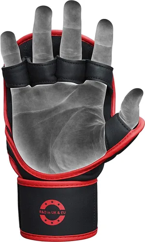 Miniatura 8 de Guantes RDX MMA para artes marciales, boxeo, entrenamiento de combate, guantes híbridos de palma abierta para hombres y mujeres, cuero maya hide