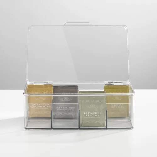 Miniatura 8 de mDesign - Caja de almacenamiento para bolsas de té, de plástico, apilable, para alacenas de cocina, encimeras, despensas – Organizador para bolsas
