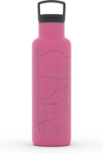 Miniatura 47 de Well Told Botella de agua aislada con mapa de Washington DC grabado, botella de acero inoxidable grabada (21 onzas, blanco) botella aislada de mapa