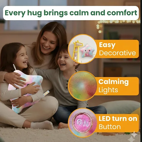 Miniatura 2 de Almohada de felpa con luces parpadeantes de 15 pulgadas de alta calidad, juguetes sensoriales para niños con autismo, decoración de habitación