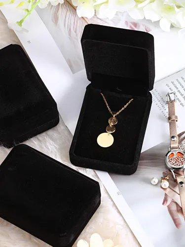 Miniatura 4 de Caja de regalo con colgante de terciopelo para collar de joyería clásica negra para Navidad, Acción de Gracias, boda, cumpleaños, caja de exhibición