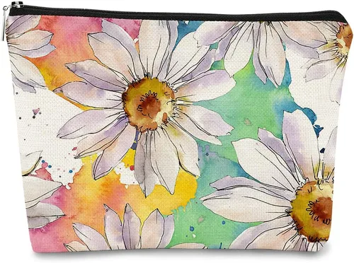 Miniatura 20 de Bolsa de maquillaje floral, bolsa de cosméticos de flores, bolsa de maquillaje estética, bolsa de maquillaje pequeña, bolsa de maquillaje