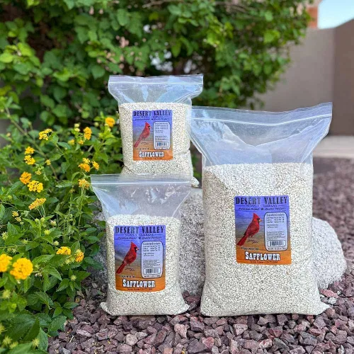 Miniatura 3 de Desert Valley - Semillas de cártamo, totalmente naturales, sin OMG, alimento para aves silvestres prémium para cardenales, arrendajos, palomas y más