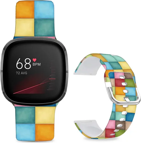 Miniatura 21 de Correas de reloj de dibujos animados con estampado floral compatibles con Fitbit Versa 4/Versa 3/Fitbit Sense 2/Sense Band de silicona suave