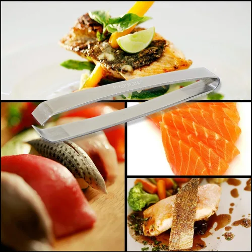 Miniatura 4 de RCI GLOBAL - Pinzas de hueso de pescado fabricadas en Japón, antideslizantes, agarre de precisión, deshuesado, salmón, lubina, bagre, acero