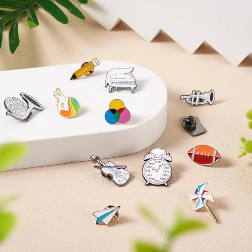 Miniatura 160 de Pandahall - Broches esmaltados de aleación con varios temas, broche de solapa, juego de pines esmaltados