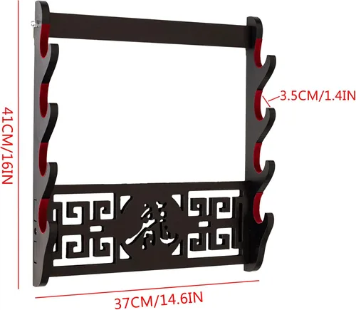 Miniatura 2 de Samurai - Soporte de pared para espada, soporte de 4 niveles para armas de artes marciales, soporte de exhibición de protección de vellón, Katana