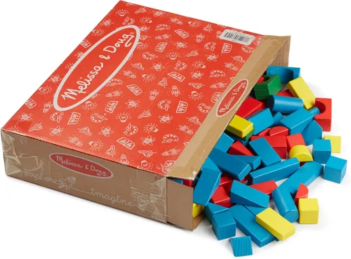 Miniatura 6 de Melissa & Doug Juego de bloques de construcción de madera, 200 bloques en 4 colores y 9 formas