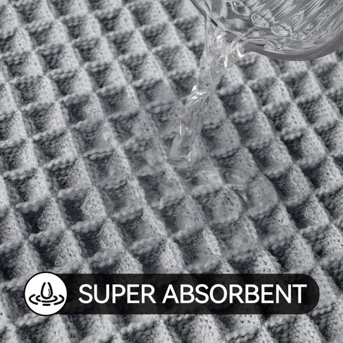 Miniatura 4 de SUMLANS Tapete de baño de punto gofre, superabsorbente, con parte trasera de goma antideslizante, ultra suave, lavable a máquina, con borlas
