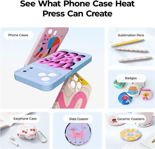 Miniatura 3 de HTVRONT Máquina de prensa de calor para funda de teléfono compatible con iPhone y Android, prensa de calor al vacío H17 para fundas de teléfono