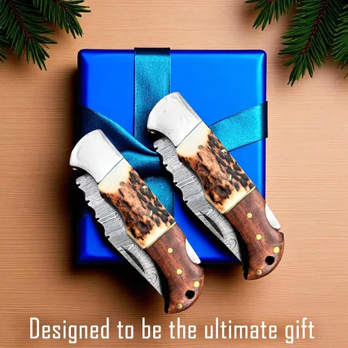 Miniatura 6 de Cuchillo plegable de bolsillo de acero de Damasco personalizado, regalo personalizado para marido, papá, novio, regalos de padrinos de boda, regalos