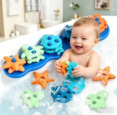 Juguetes de baño de silicona para bebés – Juego flotante apilable y clasificador de formas con 10 piezas texturizadas sin moho, diseño sin agujeros,