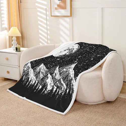 Miniatura 2 de Erosebridal Manta de sol y luna para cama, manta de forro polar abstracto con estrellas y sol para silla, niños y niños, manta de sherpa bohemia